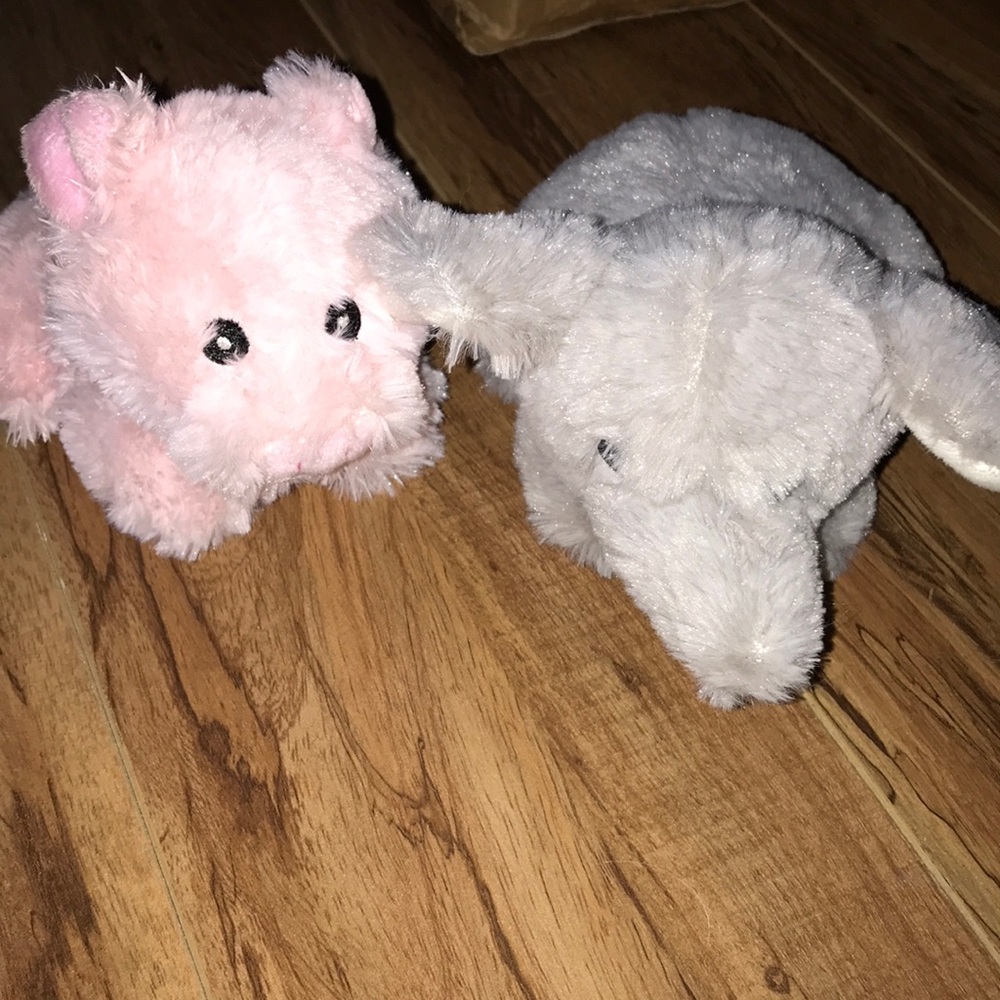 Plush Small Pet Toys - Pink and Gray Soft Animal Chew Toys